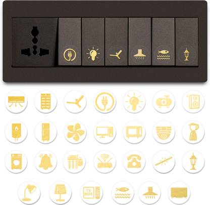 DGSL 1.5 inch Aesthetic Transparent Golden Design Switch Icon Sticker For Switch Board Sticker Self Adhesive Sticker