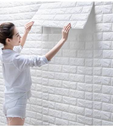 TINSUHG 70 cm Brick Wallpaper - Self Adhesive PE Foam Brick Design 3D Self Adhesive Sticker