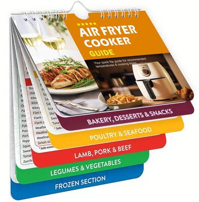 Zibuyu 17 cm Air Fryer Cheat Sheet Set - Cooking Time Charts and Recipe Booklet for Oven Magnetic Sticker