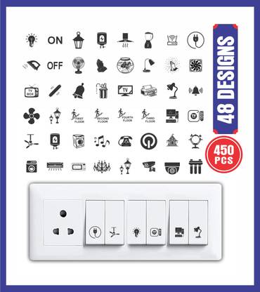 Stikor 3.81 inch Switch Board Sticker 12 Pcs Each Design Total 324 Pcs Stickers for Home Removable Sticker
