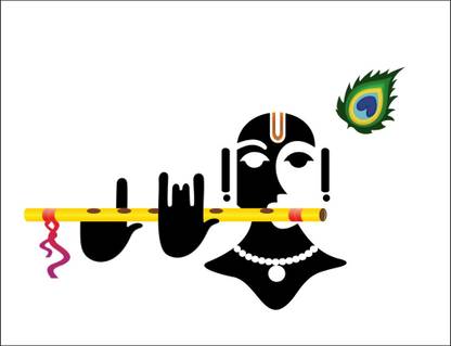 Decoar Nirmal 91 cm Shree krishna multicolor decorative wall sticker size (91x58cm) Self Adhesive Sticker