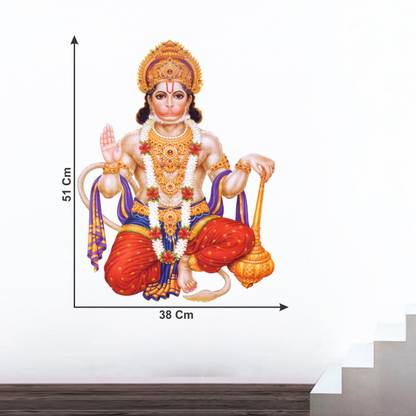 Riditcreation 38 inch 3D Hanuman jii Self Adhesive Sticker