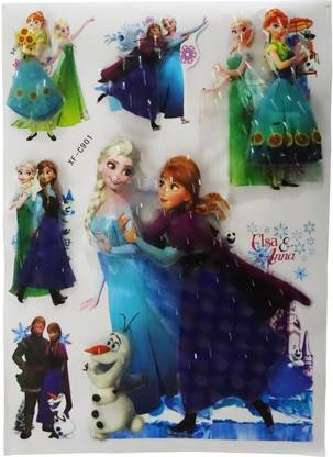 FUNCART 41 cm FROZEN NEW ROOM DECOR STICKER 3D PRINT Reusable Sticker