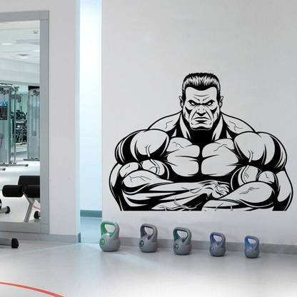 stylishdecor 90 cm HULK MAN BODYBUILDER GYM WALL STICKER Self Adhesive Sticker