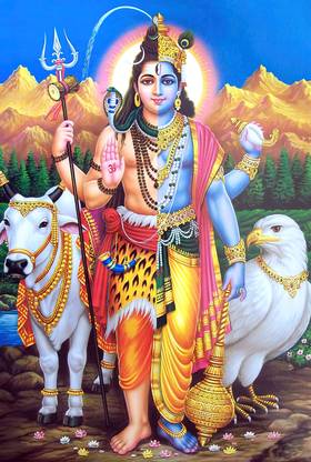 ShubhFly 47 cm Combined Shiva-Vishnu Photo | Lord Shiva and Lord Vishnu Wall Poster for Home Self Adhesive Sticker