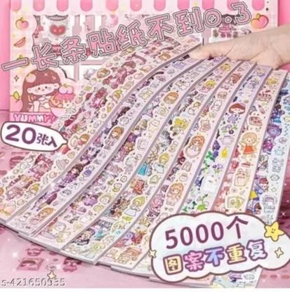 Mira Farmcraft 8 cm Cute Cartoon Theme Kawaii Stickers 20 PET Sheets for Journal, Project, Scrapbook Self Adhesive Sticker