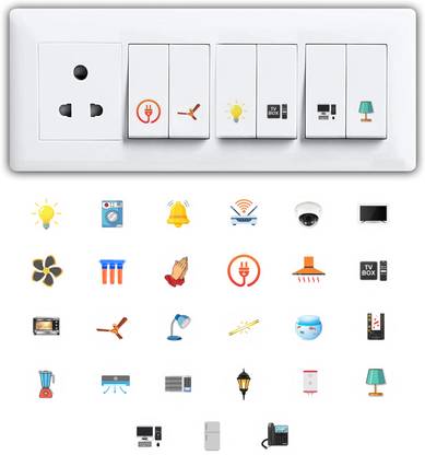 Rousrie 3.81 cm Switch Board Stickers For Home Fan, Light,TV, Etc Switch Stickers High Quality Self Adhesive Sticker