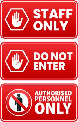ShubhFly 32 cm Staff Only, Do Not Enter, Authorised Personnel Only Sticker Sign for Office Self Adhesive Sticker
