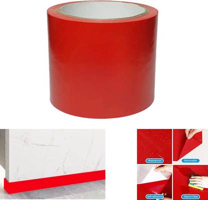 SUPERFAB 762 cm Red Border Wall Stickers Vintage Waist Line Self Adhesive Peel And Stick Self Adhesive Sticker