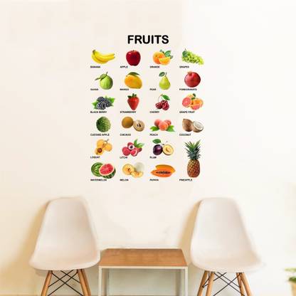 ZEN TREK 45 cm ' Fruits with Names For Kids Learning ' Kids Nursery Wall Stickers Self Adhesive Sticker