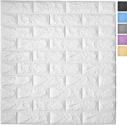 LAAYO 77 cm 3D White Brick Foam Wallpaper (77cm x 70m) Washable Self Adhesive Wallpaper Self Adhesive Sticker