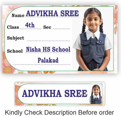 Siragudesign 8.5 cm Notebook Name slip (8.5cm x 5cm) and Name Tags (6.7cm x 1.7cm) Self Adhesive Sticker