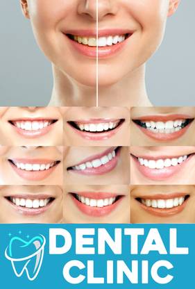 ShubhFly 48 cm Dental Clinic Sticker Wall Poster for Dental Clinic Hospital Door Waterproof Removable Sticker