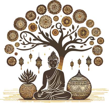 CreativeEdge 62 cm Buddha under a tree Self Adhesive Sticker