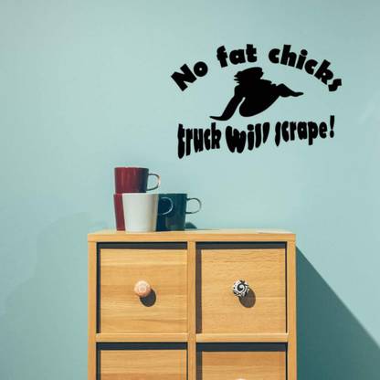 SnappyVinyl 29 cm No Fat Chicks Truck Scrape Self Adhesive Sticker