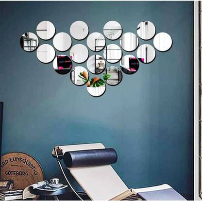 Mirror Sticker 12.5 cm Circle 13 Silver 3D Mirror Stickers Wall Stickers Acrylic Stickers Self Adhesive Sticker