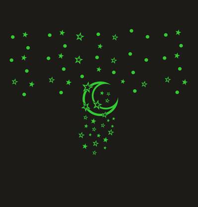 DreamKraft 25 cm Glow in The Dark Galaxy of Stars with Moon Radium Self Adhesive Sticker