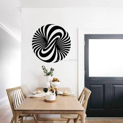 SnappyVinyl 42 cm Circular optical illusion wall Sticker removable Self Adhesive Sticker
