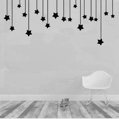 Ashamohar 58 cm Black Star Line Black Stickers for Wall Stickers Self Adhesive Sticker