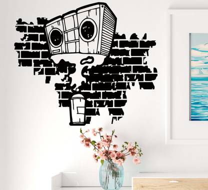 SnappyVinyl 36 cm Art Cassette Recorder Easy to apply Wall Sticker Self Adhesive Sticker