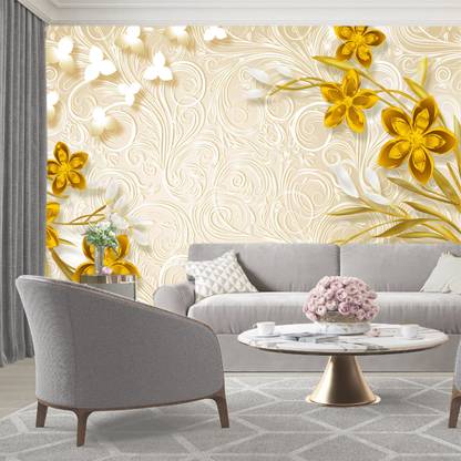 PR DESIGN SOLUTION 1 cm Floral Decorative Wallpaper Sticker (16 inch x 90 inch) Self Adhesive Sticker