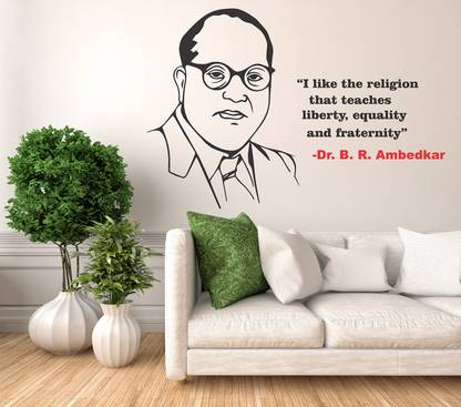 Hanu 70 inch Dr B R Ambedkar - liberty, Equality and fraternity | Non-Reusable Sticker Self Adhesive Sticker