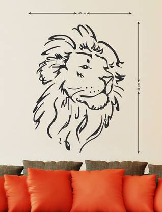 LANSTICK 91.44 cm REAL KING LION STICKER Self Adhesive Sticker