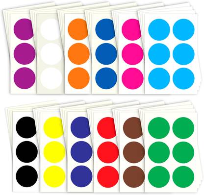 CLICKEDIN 5.08 cm Dot Sticker Set Of 500 Sticker Multi-Color Self Adhesive Label Writable Surface Self Adhesive Sticker