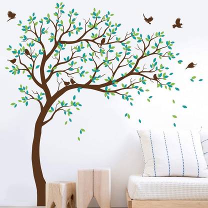 Inkfence 100 cm Nursery Wall Tree Stickers with Birds Stunning Tree Wall Art Self Adhesive Sticker