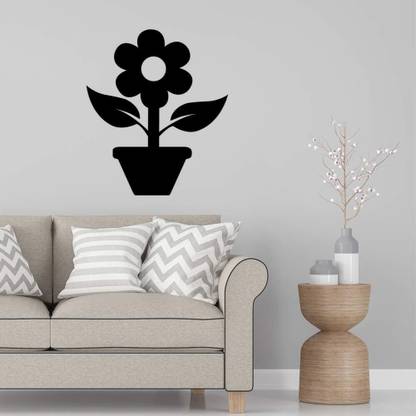 SnappyVinyl 29 cm Flower in Pot Garden Wall Decals, Easy to Apply Self Adhesive Sticker