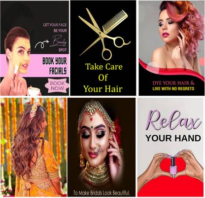 Wall gallery 45 cm Beauty Parlour,Hair, Bridal Makeup Nail art Wall decoration Glowing 18x12 Inc Self Adhesive Sticker