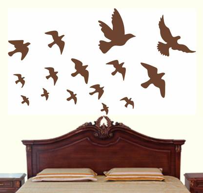 walkart 2.54 cm brown birds flying design Removable Sticker