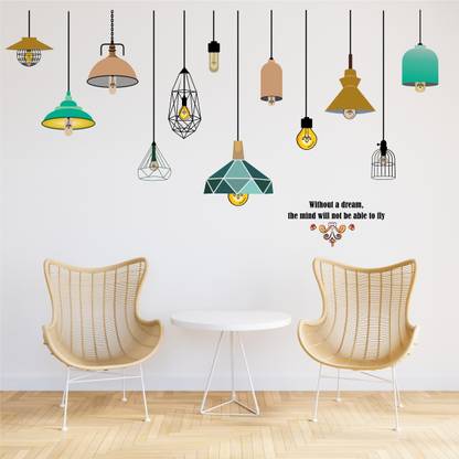 rawpockets 1 cm Decorative Hanging Lamp With Life Quotes Self Adhesive Sticker
