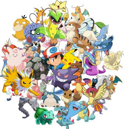 ONPRINT 5 cm Set of 48 Pokemon Pvc Sticker : Laptop, Scrapbook, Diaries, Mobile Cover, etc Self Adhesive Sticker