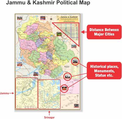 Jammu & Kashmir Map and Ladakh Map. Both Map Size : 40"x28" inch (100x70 Centimeter). In English Language With Important Fact and Figure. Ideal Map For Student and Aspirant of UPSC , PCS , SSC , RAILWAY Exam and Other Competitive Exam. Updated Map. Map of Ladakh, Map of Jammu and Kashmir. Paper Print