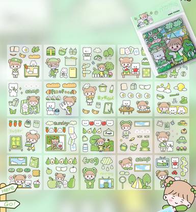 DGSELL CREATIONS 8 cm Style Cute Cartoon Hand Account Book 20 Stickers Decorative Small Pattern Self Adhesive Sticker