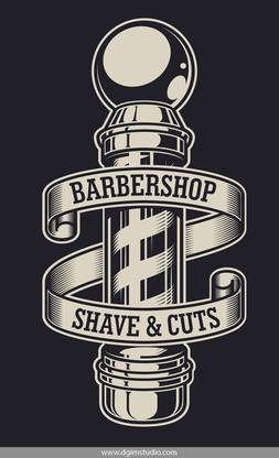 STIKHUB 60 cm BARBER SHOP WHITE COLOUR WALL STICKRES Self Adhesive Sticker