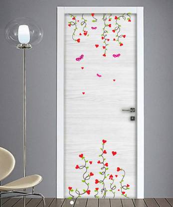 sr enterprises 120 cm heart with vine door design(45x120) Self Adhesive Sticker