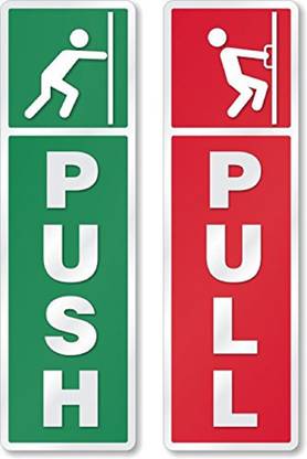 Asmi Collections 18 cm Self Adhesive Push and Pull Sign Stickers - Set of 4 Removable Sticker