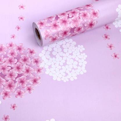 NuWallpaper 500 cm 3D Purple Floral Design wallpaper for wall,sticker for home,office, Wall Sticker Self Adhesive Sticker