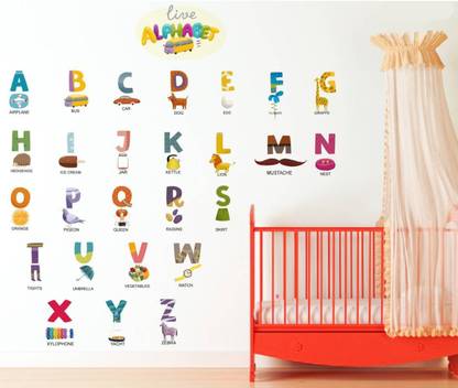 InkHex 80 cm Wall Decal Sticker ' Alphabet Letters Learn Educational Wall Sticker ' Self Adhesive Sticker