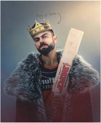 SUDARSHAN STICKER 46 cm King Kohli Wall Poster For Home decor ( 46 X 56 CM ) Self Adhesive Sticker