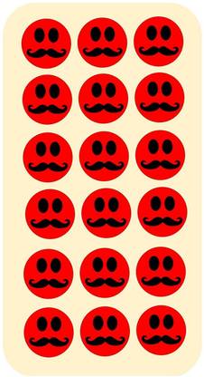 BlackDreams 2.5 cm 500pc Round Smiley with Mustache & Big Eyes Sticker/Labels 25mm (1inch), Red Self Adhesive Sticker