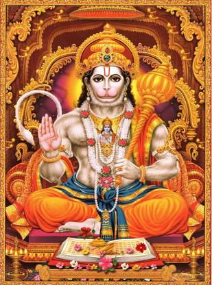 Emo 45.72 cm Lord hanuman,Sankat haran, pawan putra hanuman high resolution 18x12 Inc Self Adhesive Sticker
