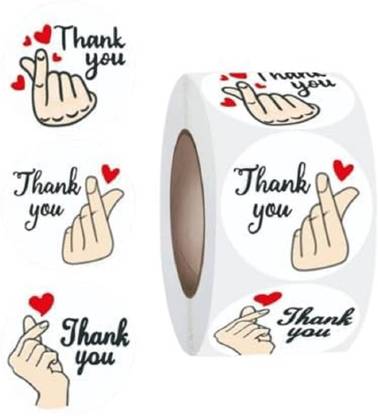 MANAKI ENTERPRISE 2.5 cm 500pcs Thank You Stickers, Round Thank You Adhesive Sticker for Small Business Self Adhesive Sticker