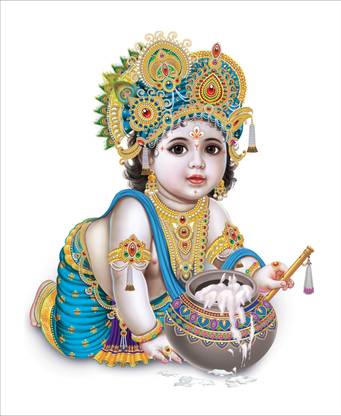 sudrashya 60.96 cm bal krishna Self Adhesive Sticker