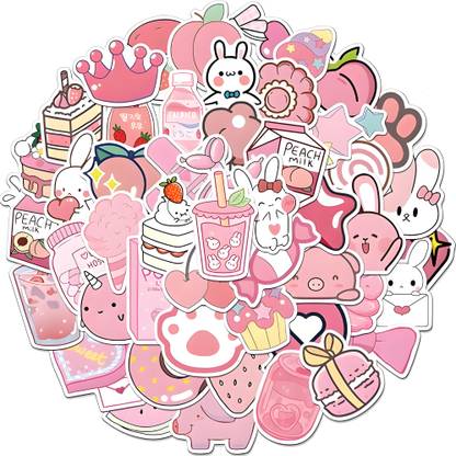 sethienterprise 4 cm Kawaii Stickers For Laptop, Journal, Guitar, Mobile Phone Self Adhesive Sticker