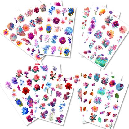 RUKIS 2 cm Flower Element Journal Stickers (The Whimsy in Bloom) Reusable Sticker