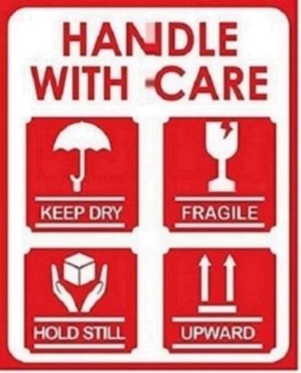 BlackDreams 10.16 cm Fragile Handle with Care Label with for Logo (4x6 inch (100 Stickers) Self Adhesive Sticker