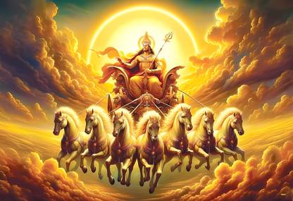 The Printpack 47.5 cm 32.5 Cm Eco Friendly Waterproof God Surya Wall Self Adhesive Sticker